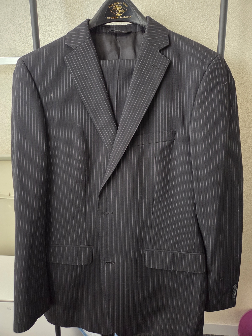 2 Complete Suits. Marc Anthony Black Pinstripe Two-Button 2pc Suit.